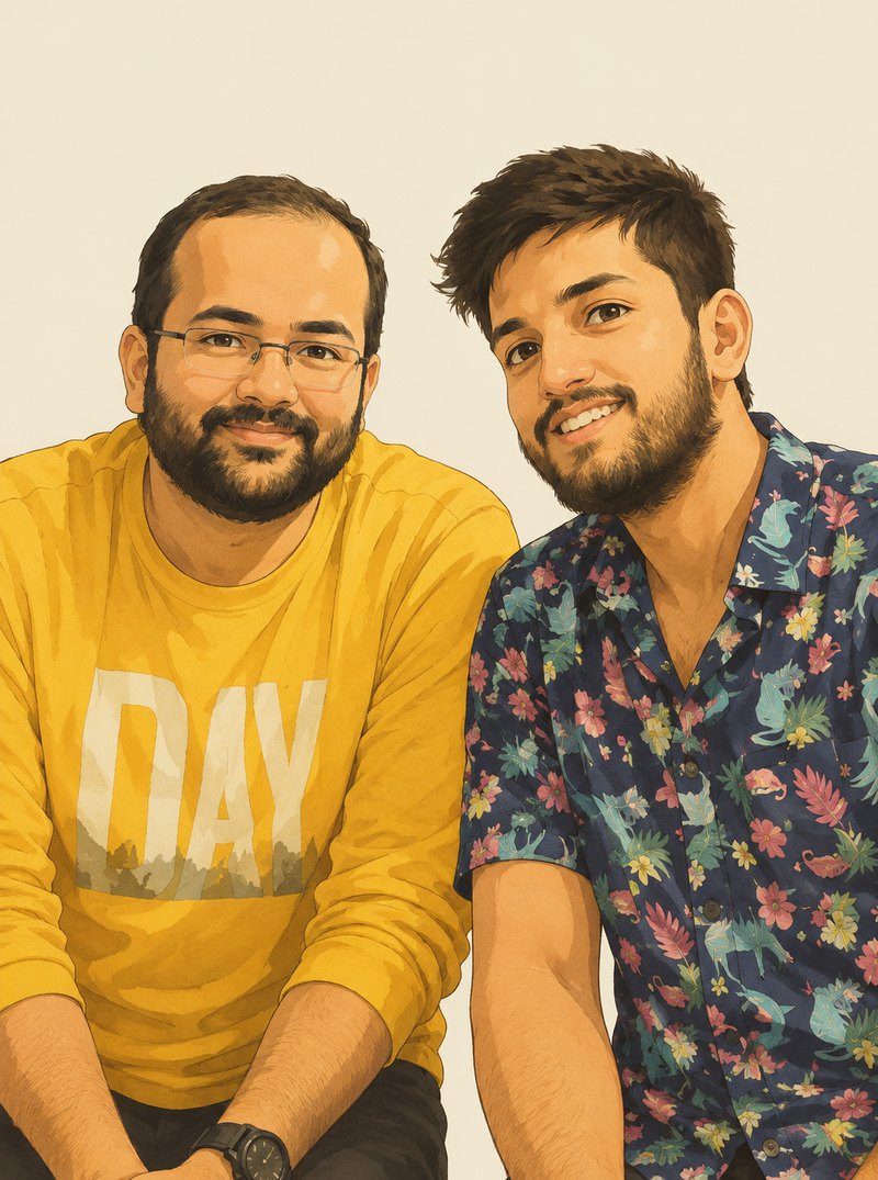 Painted portrait of Adwait and Jay