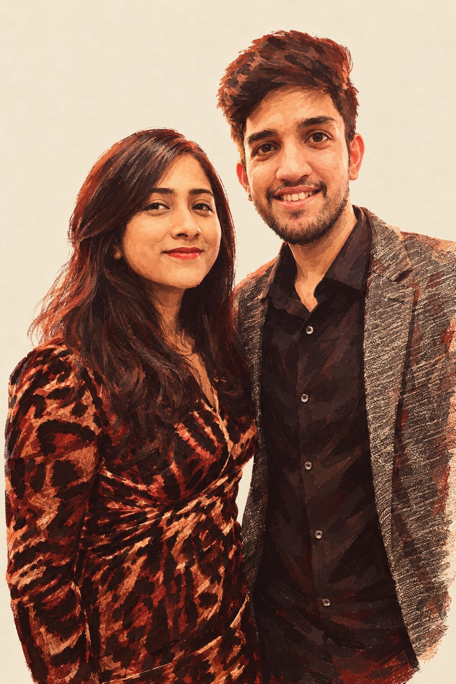 Painted portrait of Rachael and Jay today